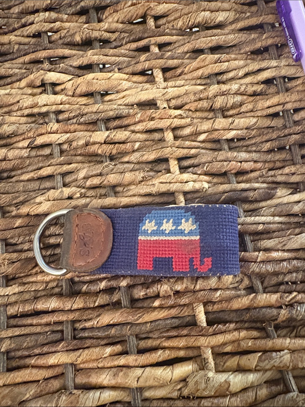 Navy Republican GOP Smathers & Branson Key Fob with Leather